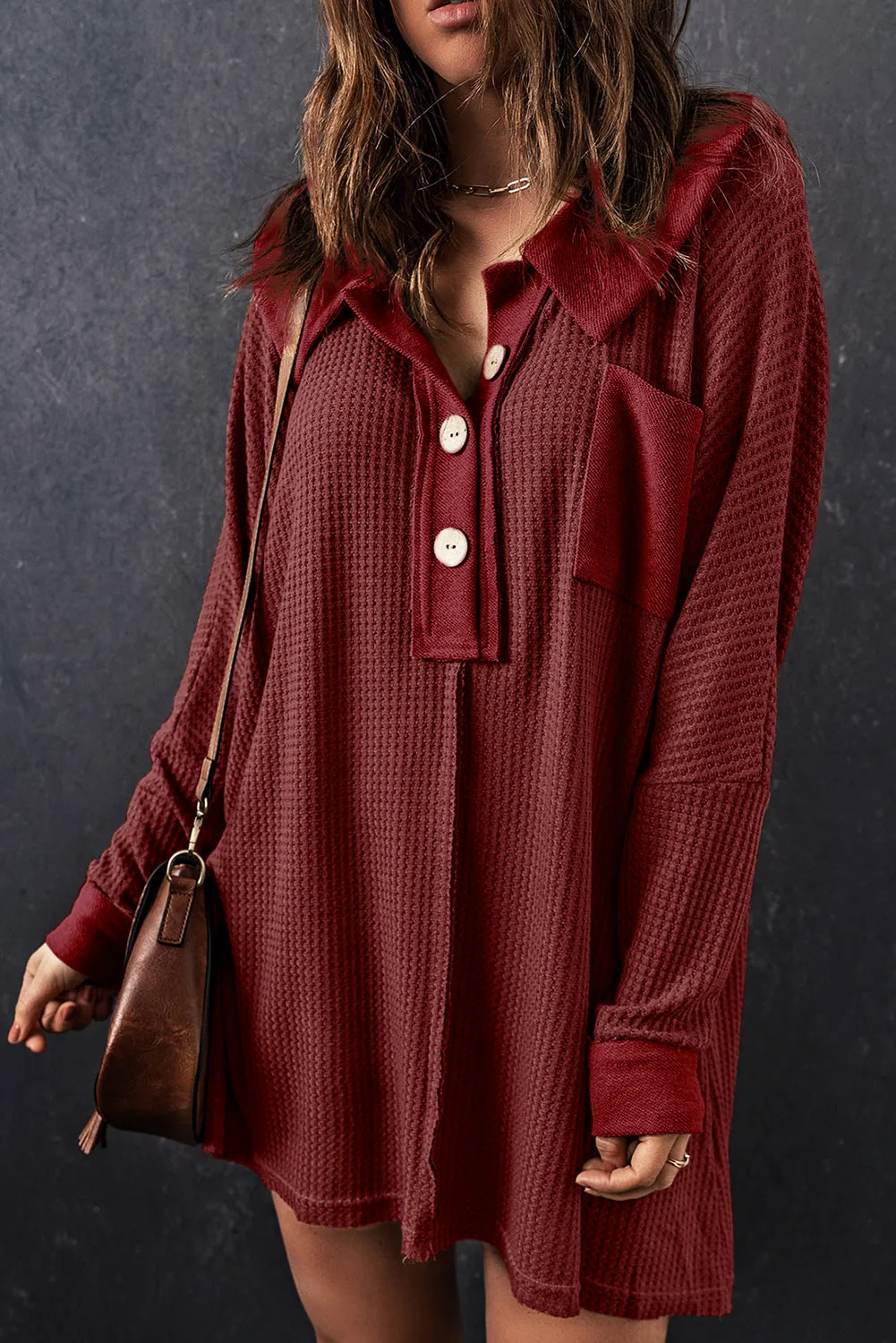 Waffle Knit Long Sleeve Top