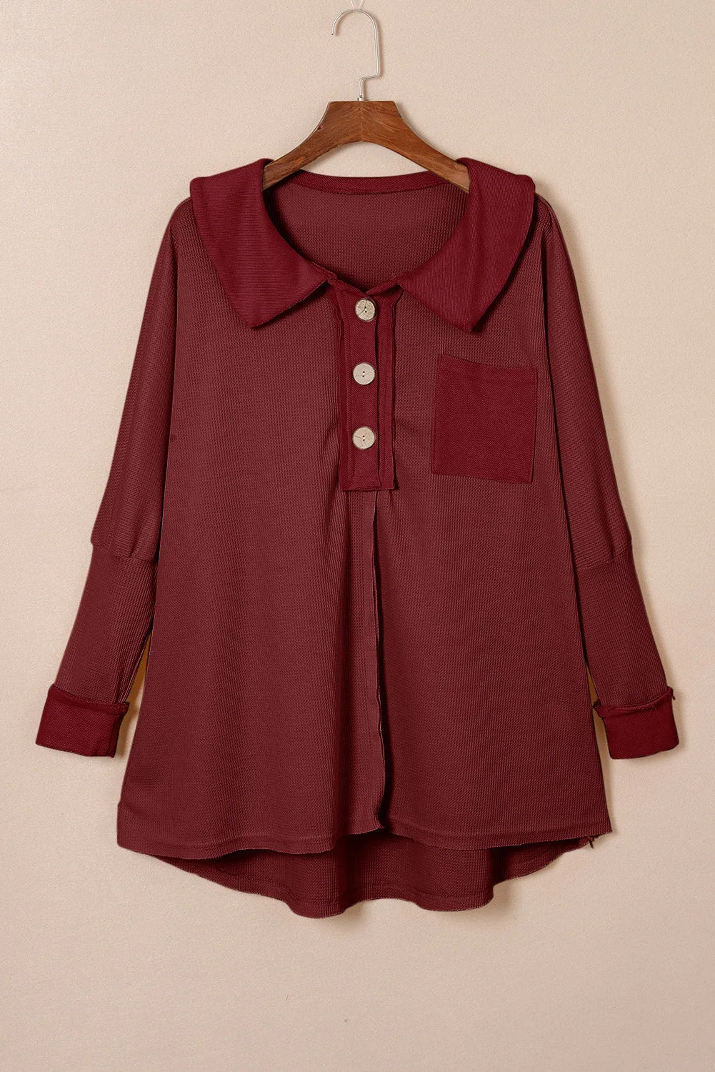 Waffle Knit Long Sleeve Top