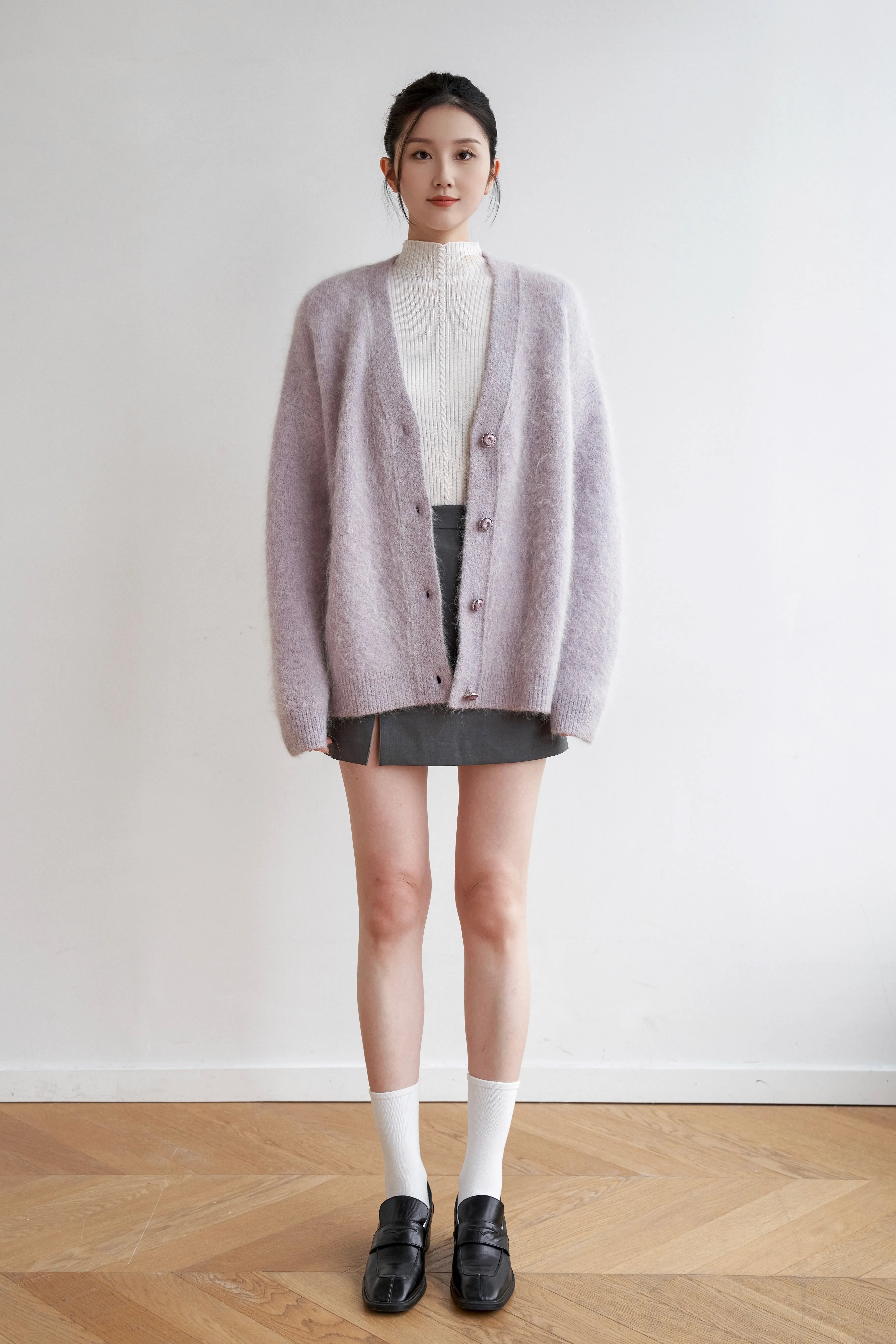 Wanted Alpaca Wool Cardigan - Purple