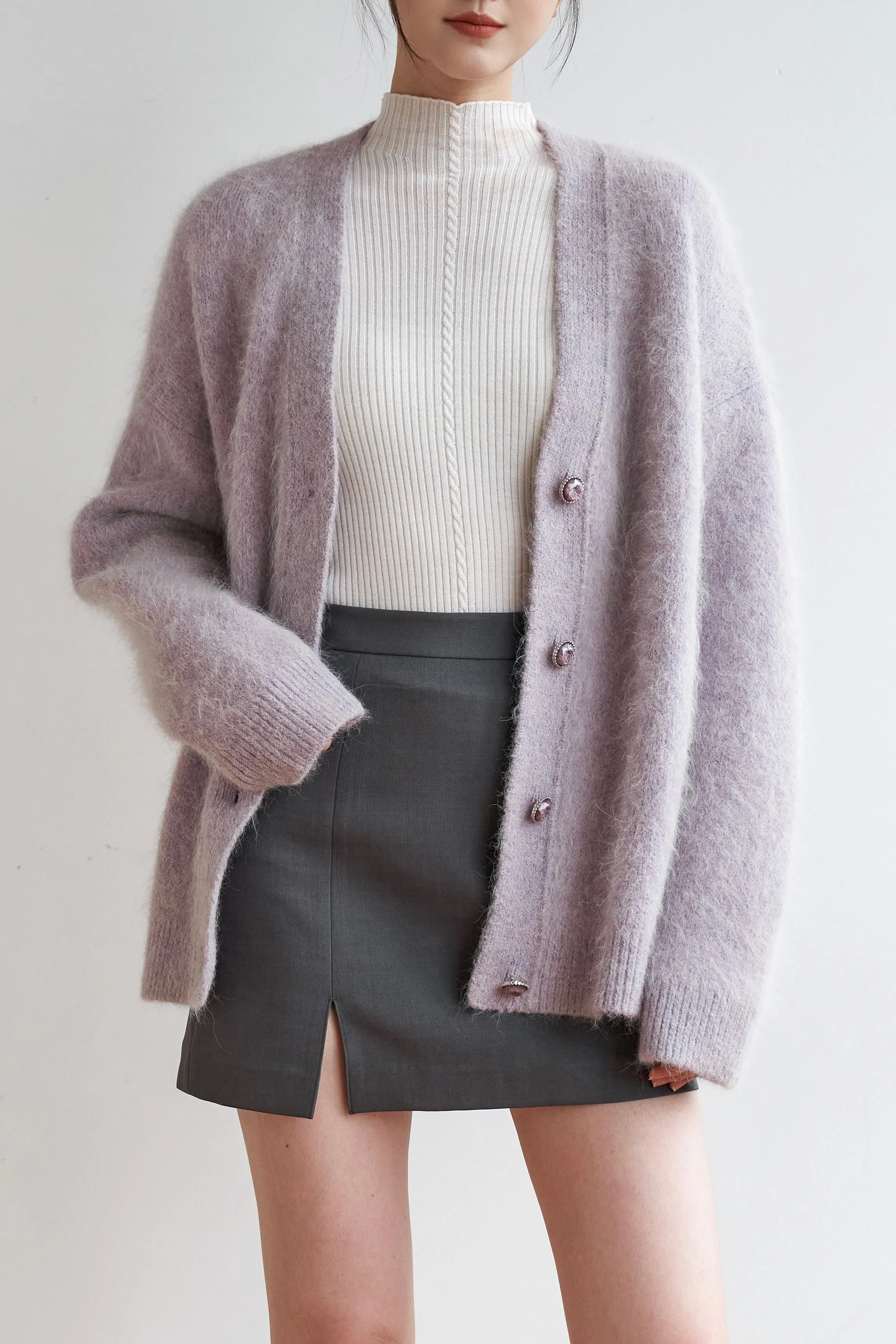 Wanted Alpaca Wool Cardigan - Purple