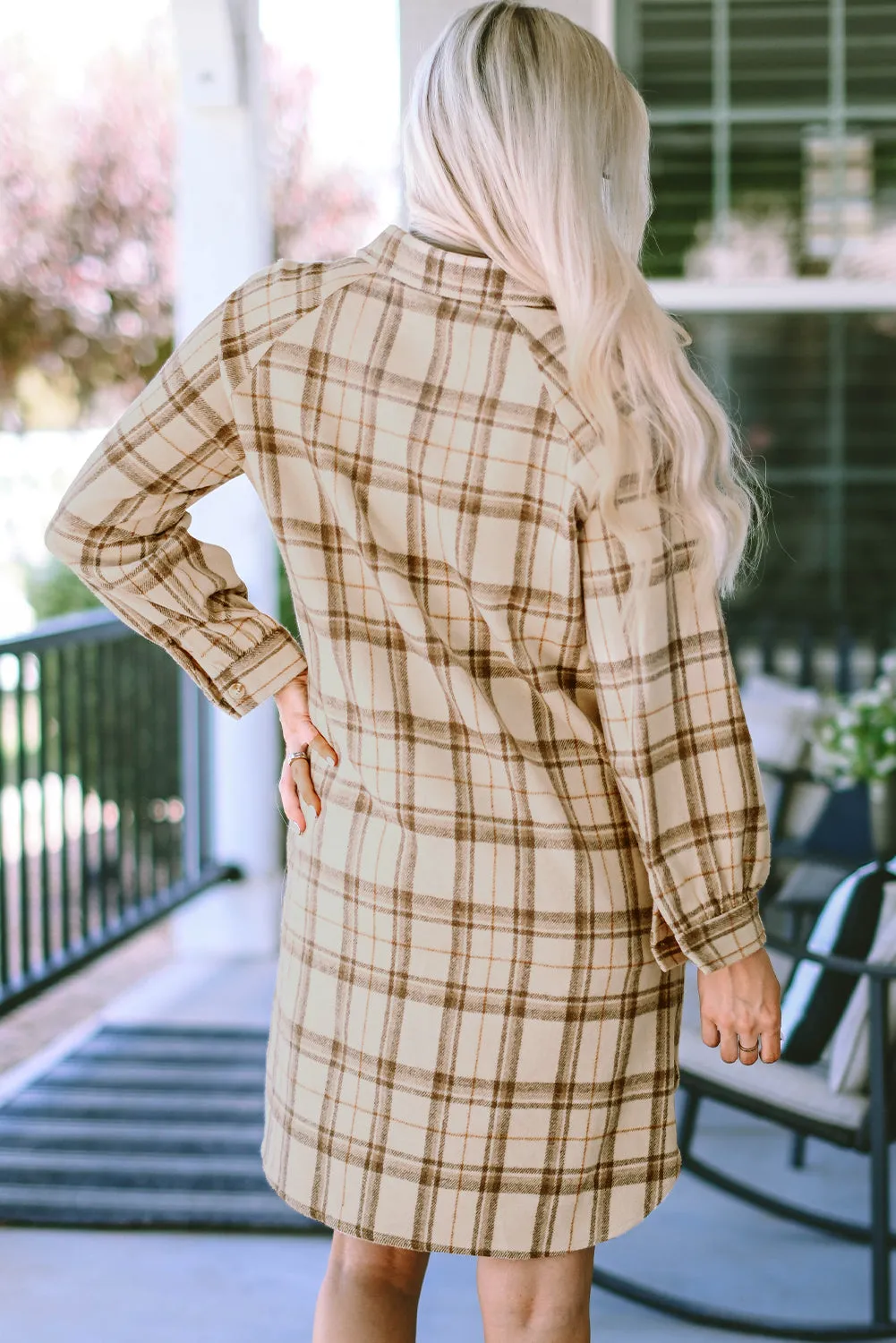 Western Plaid Loose Shirt Dress