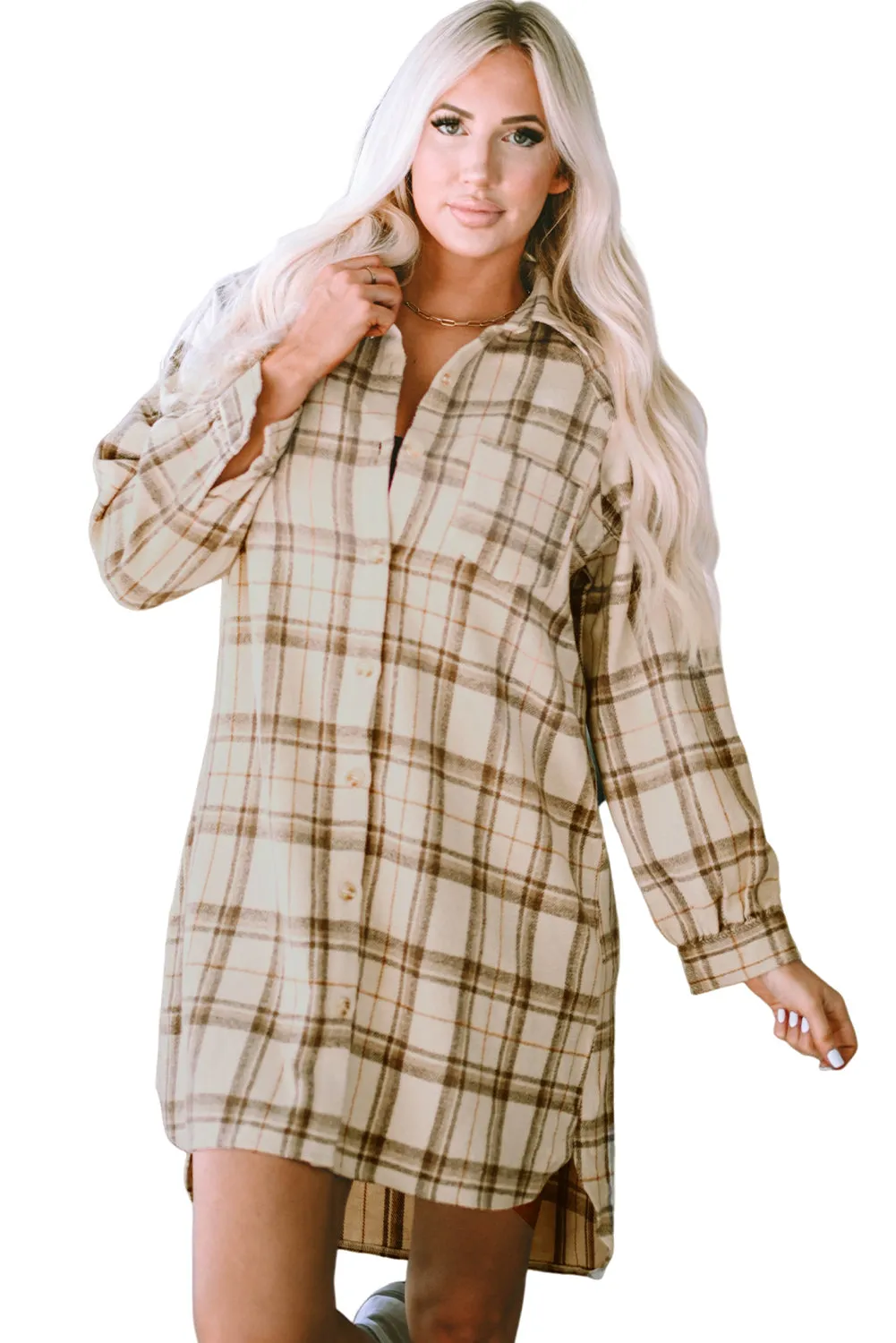 Western Plaid Loose Shirt Dress