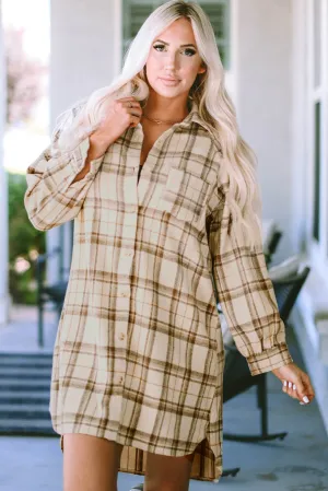 Western Plaid Loose Shirt Dress