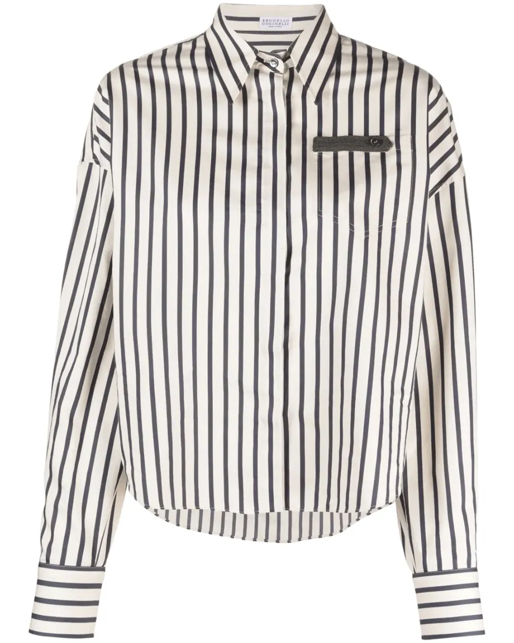 White and Blue Stripe Boxy Blouse