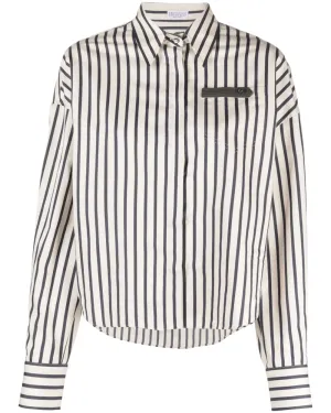 White and Blue Stripe Boxy Blouse