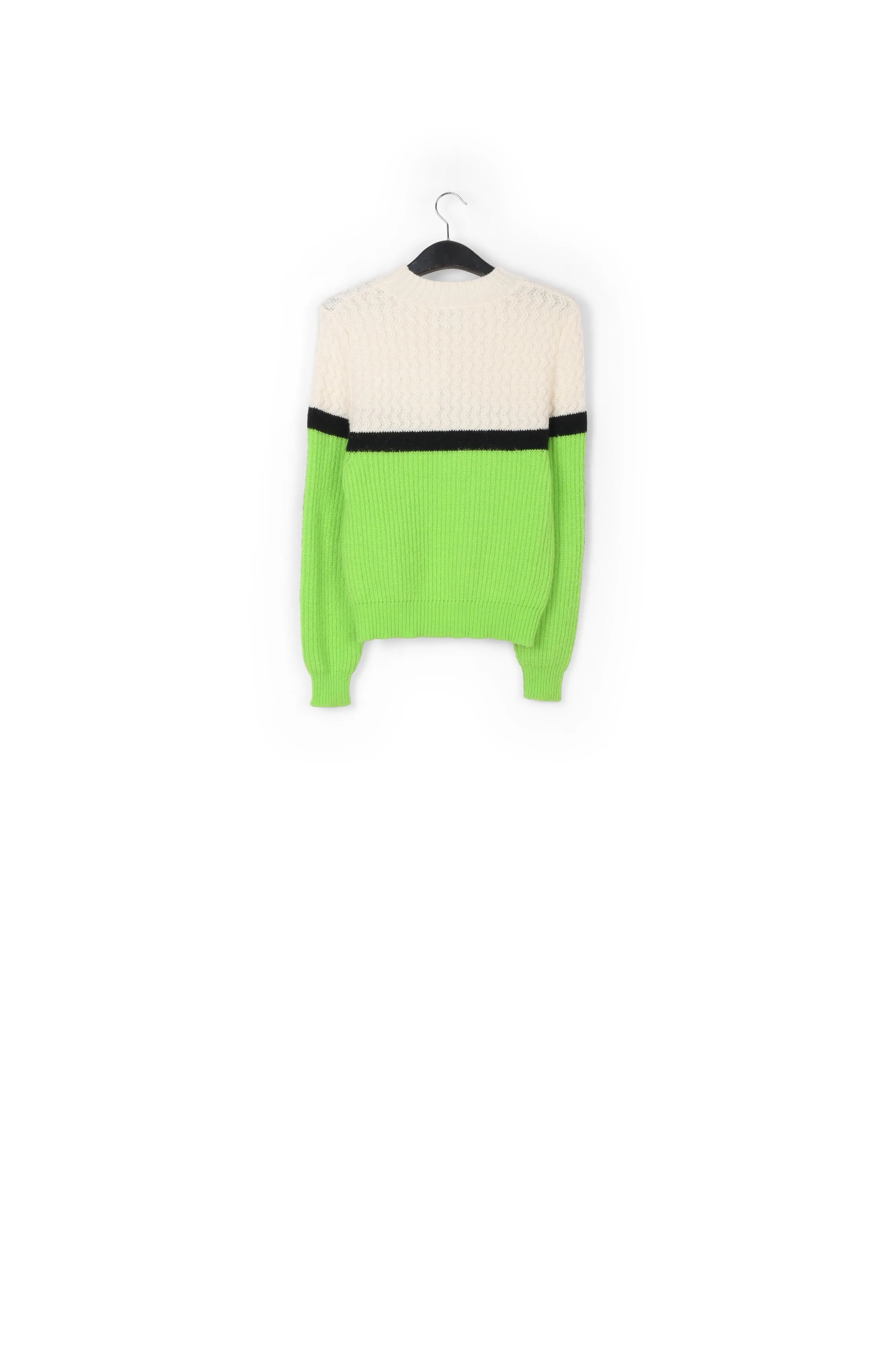 White and green two stitch sweater