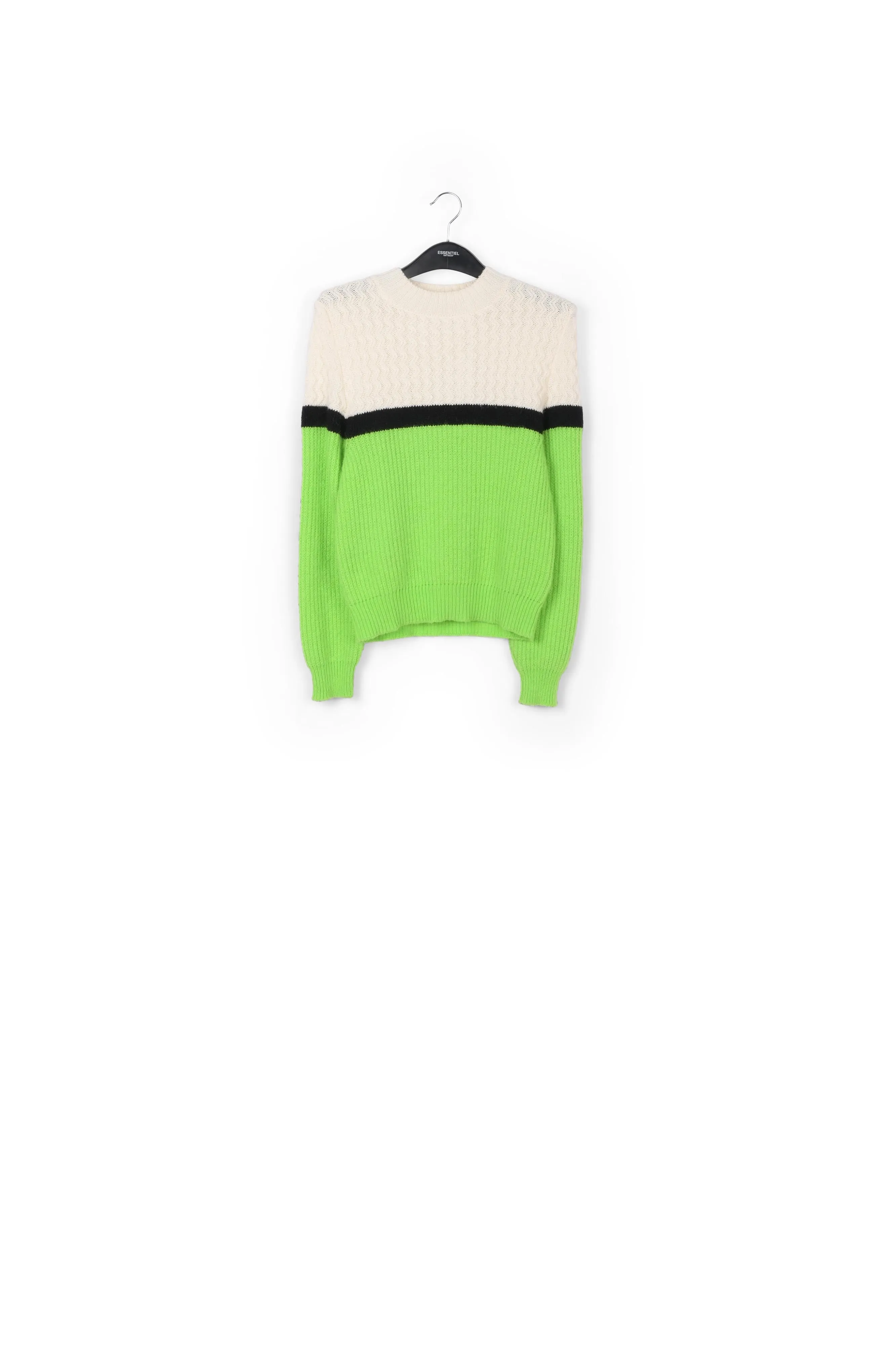 White and green two stitch sweater