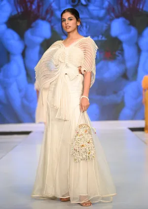 White Corded Full Length Skirt
