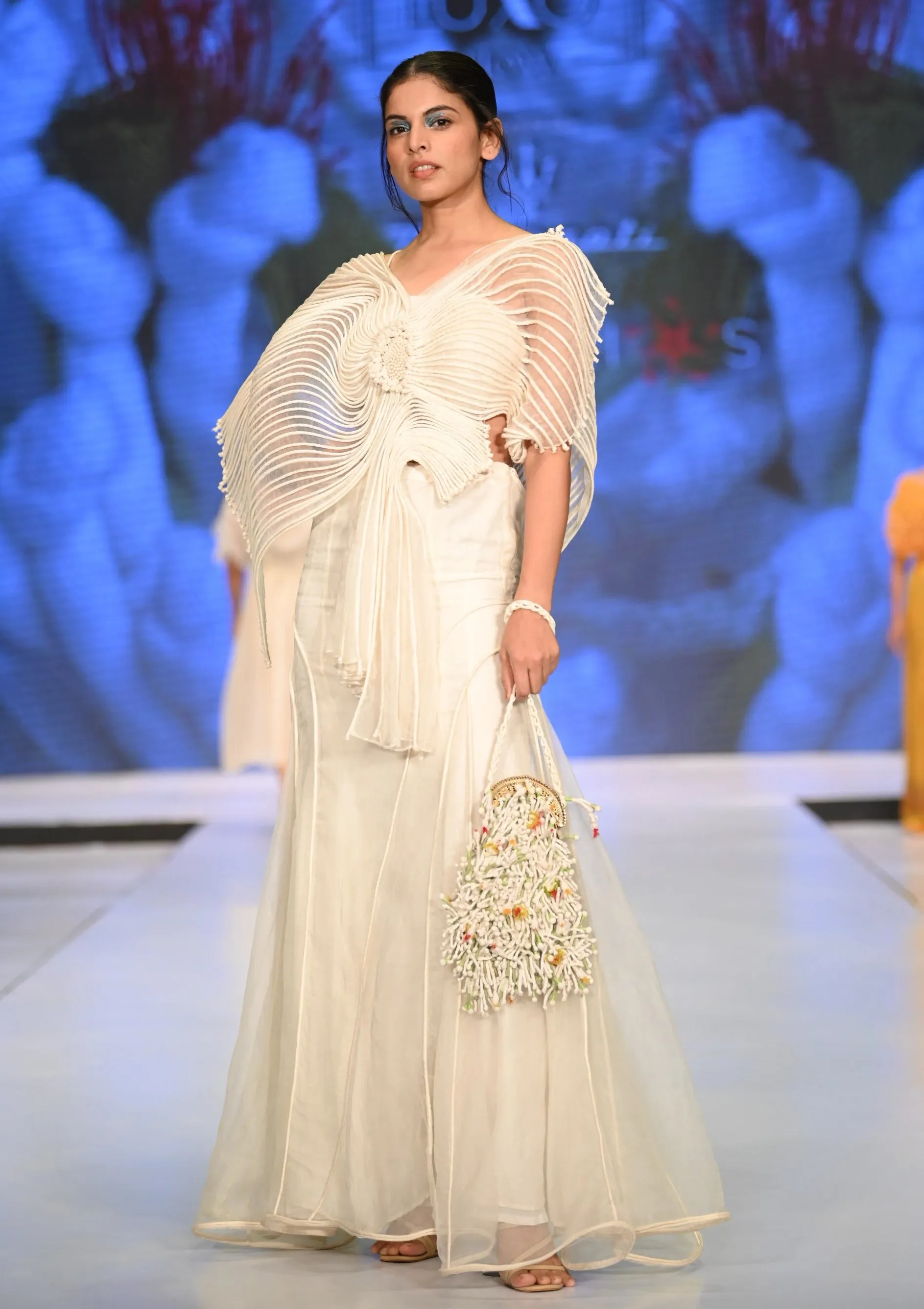 White Corded Full Length Skirt
