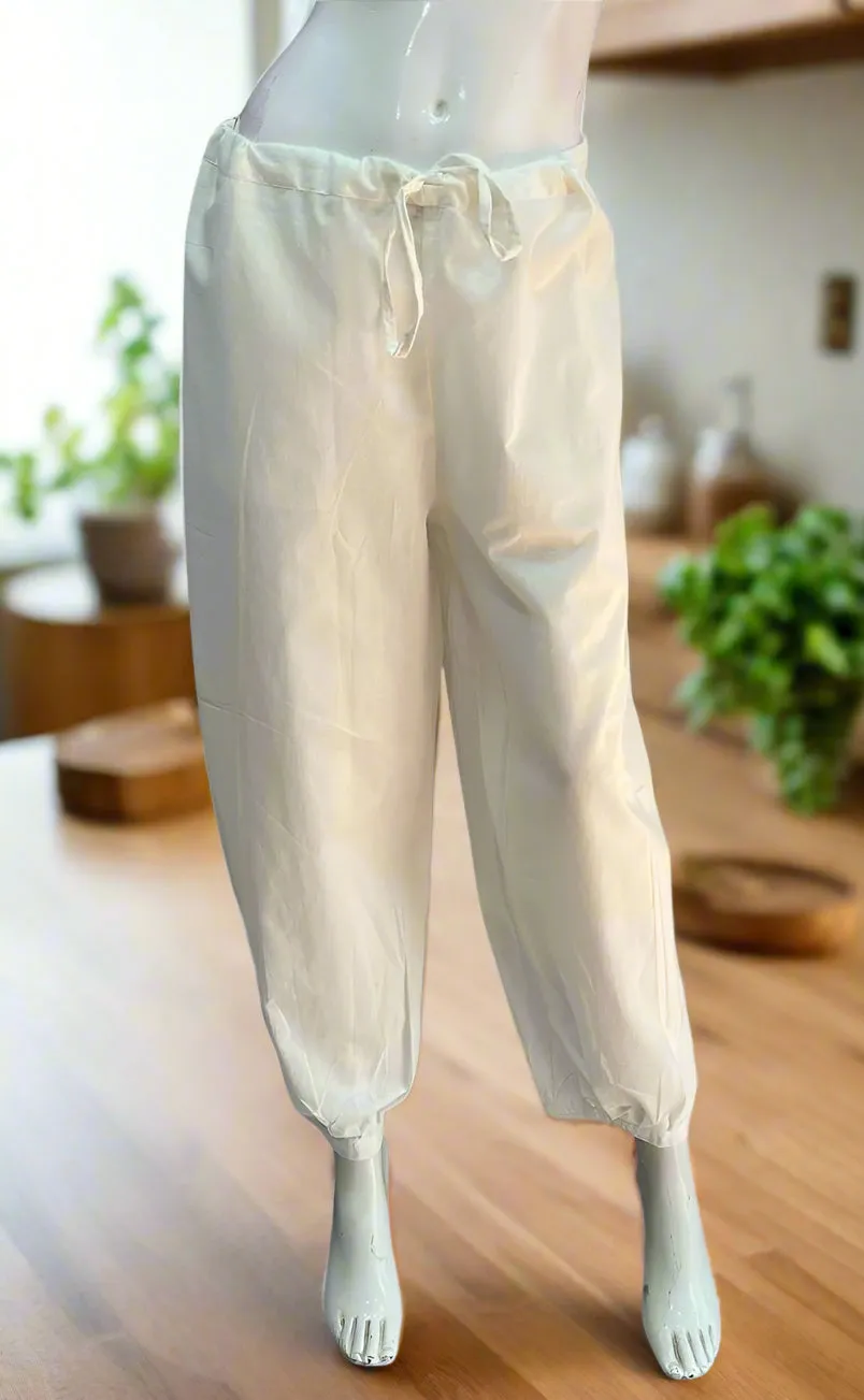 White Pathani Pants . Pure Cotton Fabric | Laces and Frills