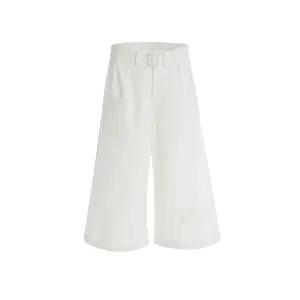 White Wide-Leg Cropped Pants