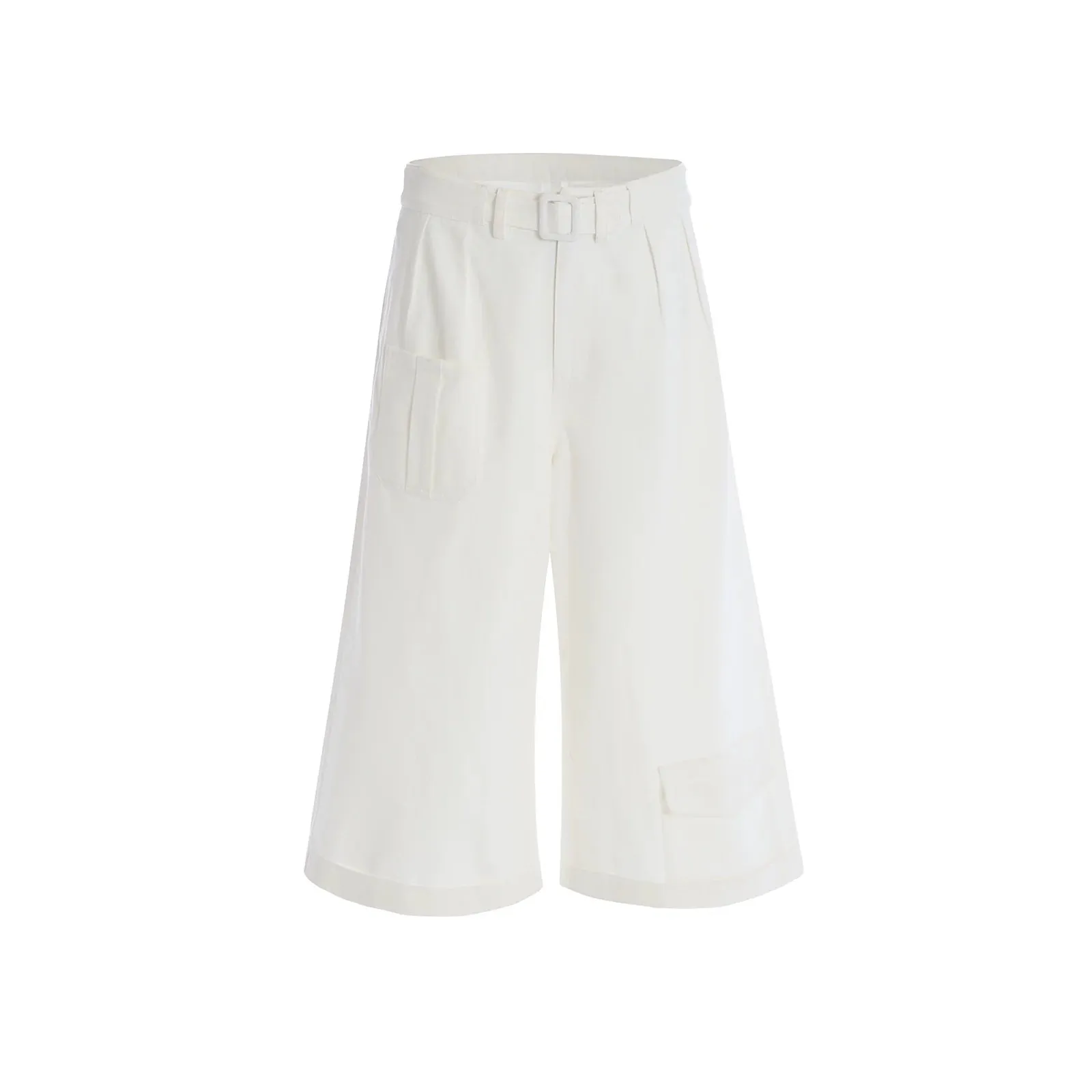White Wide-Leg Cropped Pants