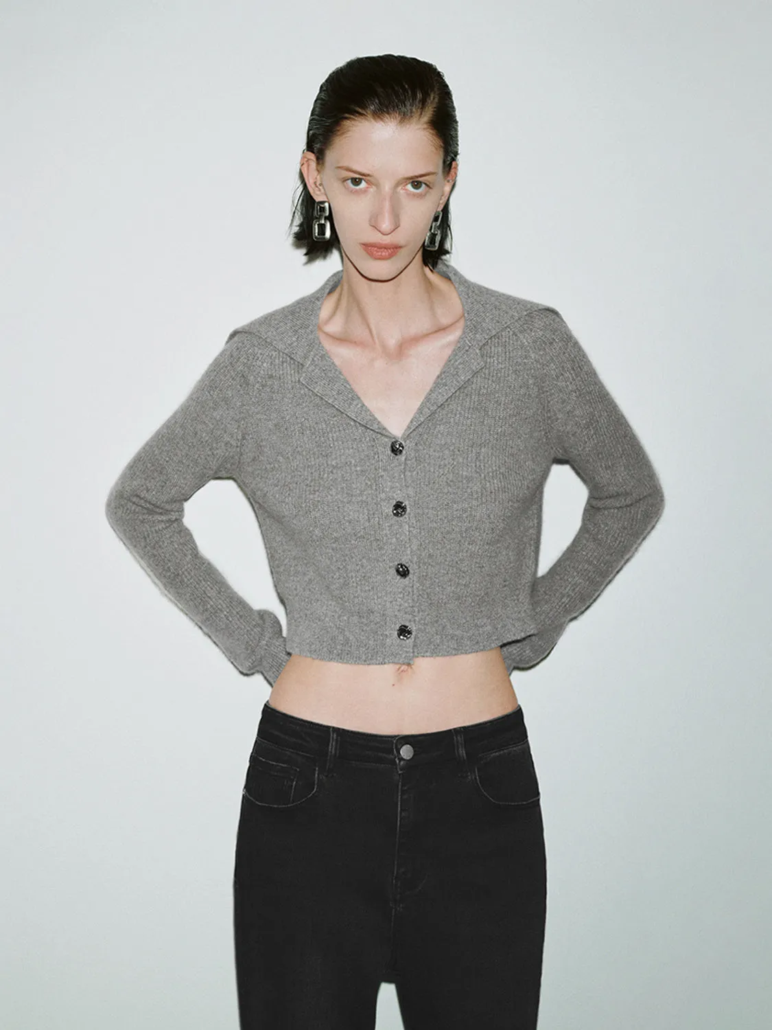 Wide Lapel Knitted Cardigans