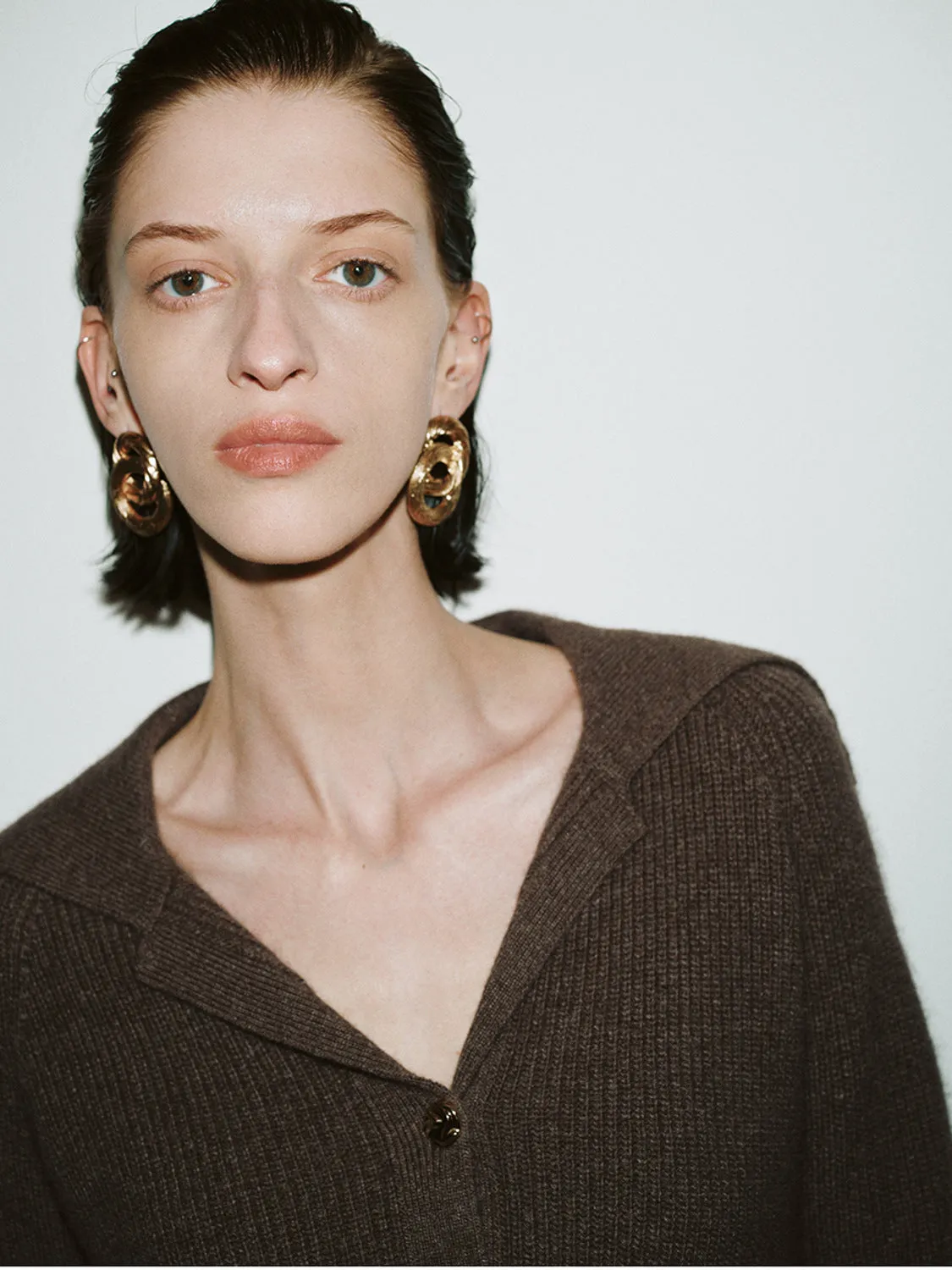 Wide Lapel Knitted Cardigans