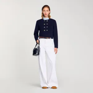 William Cardigan With Removable Ruffled Collar Navy Blue