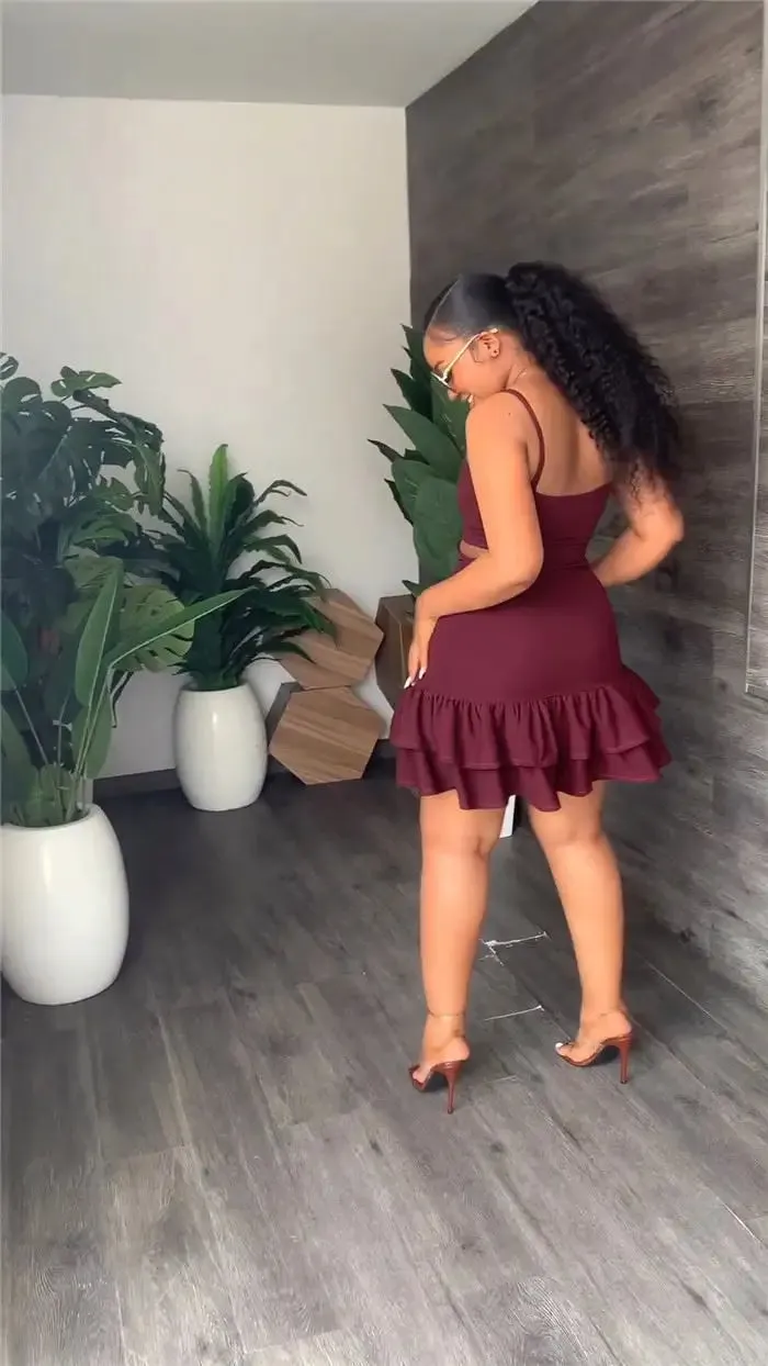 Women Short Dresses Sexy Casual Women Ruffles Bodycon Dress