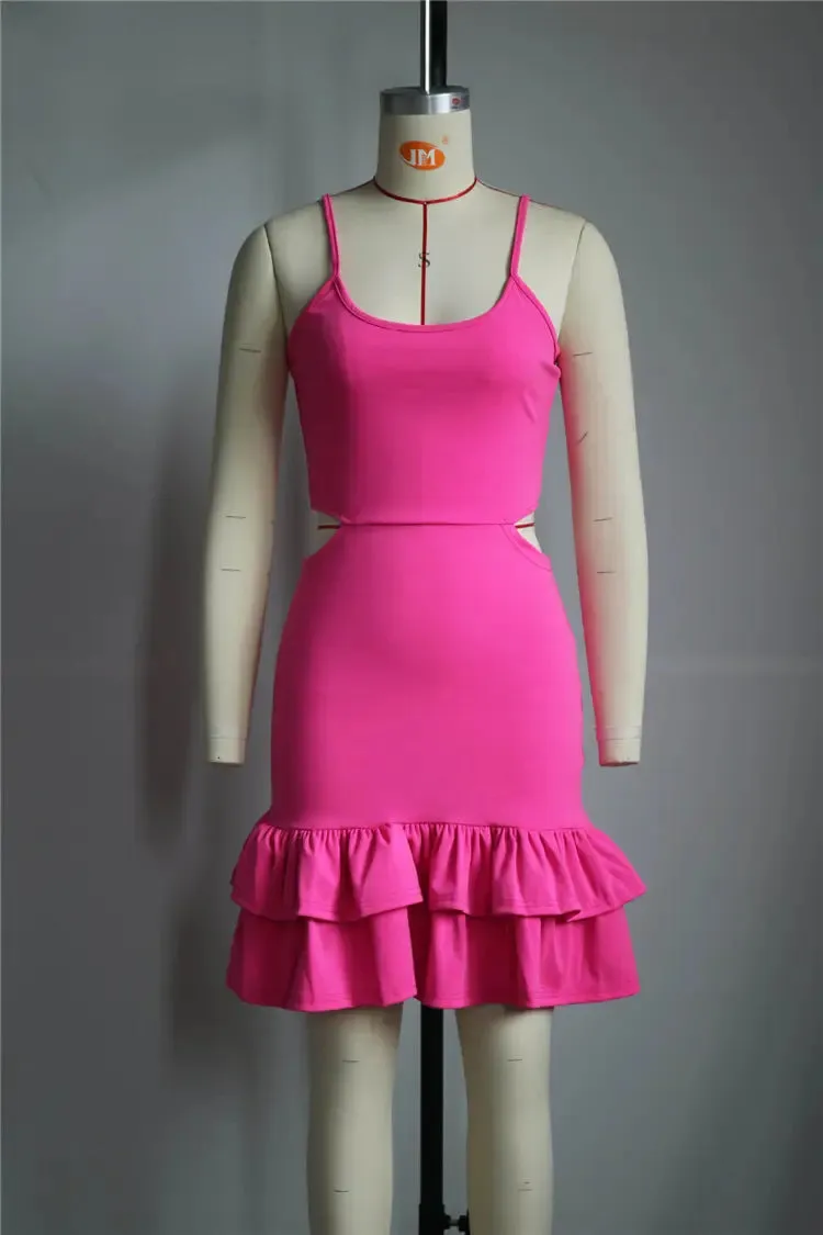 Women Short Dresses Sexy Casual Women Ruffles Bodycon Dress