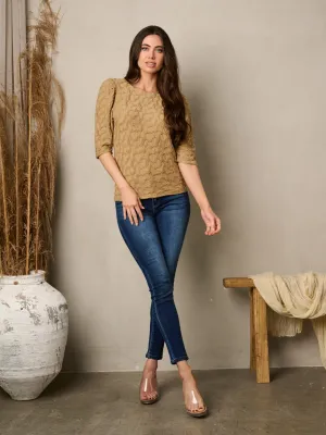 WOMEN'S 3/4 SLEEVES DETAILED TOP