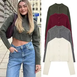 Women's Cardigan Long Sleeve Sweaters & Cardigans Streetwear Solid Color