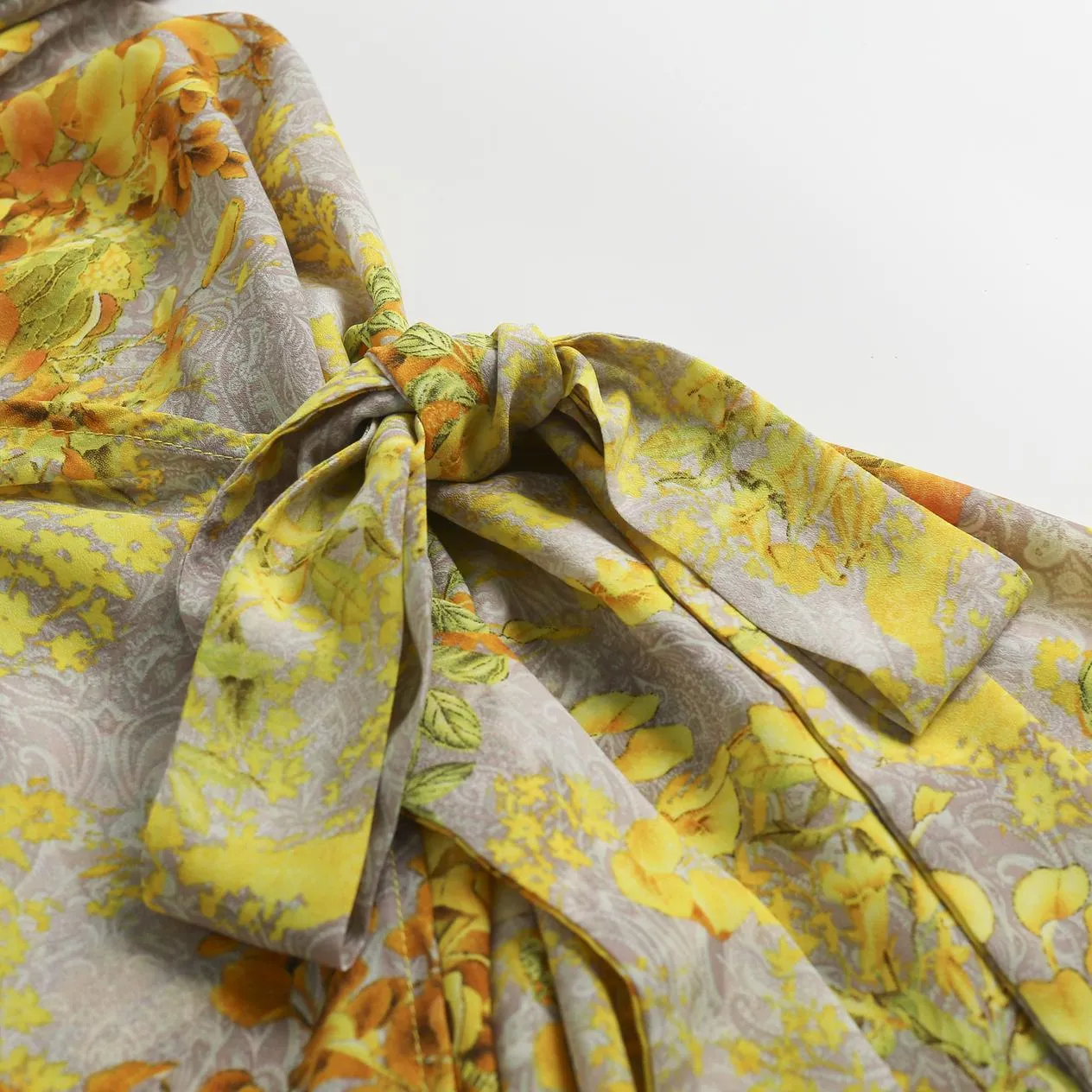 Women's Mid-Length Floral Print Tea Dress with Tie Detail