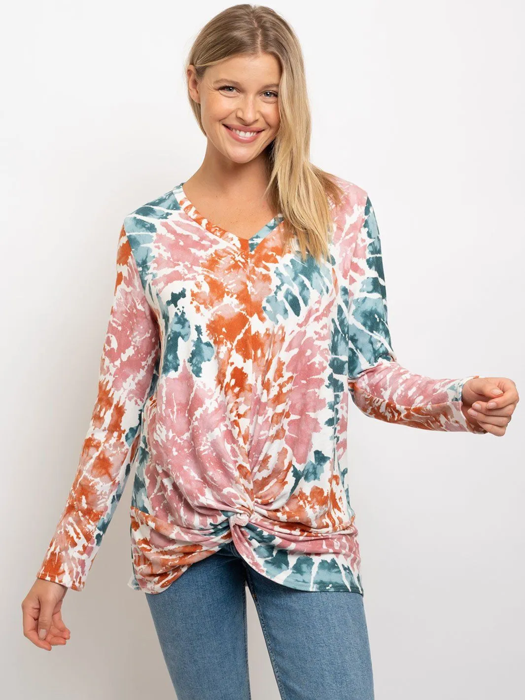 WOMEN'S NET KNIT BRUSH TWISTED POINT TOP