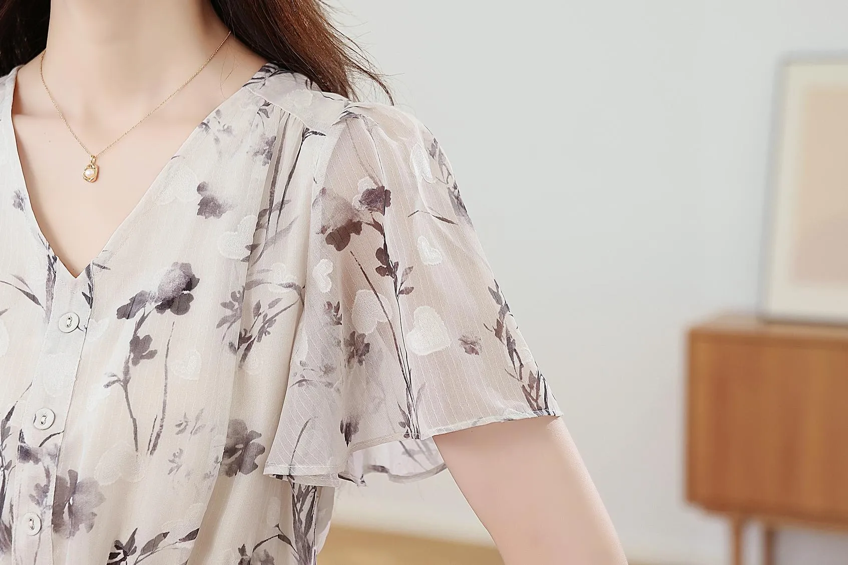 Women's Sheer Mesh Dress Featuring Beautiful Watercolor Floral Print