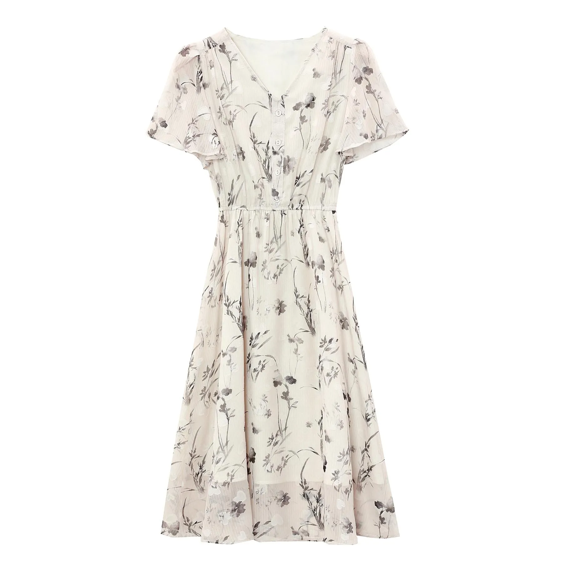 Women's Sheer Mesh Dress Featuring Beautiful Watercolor Floral Print