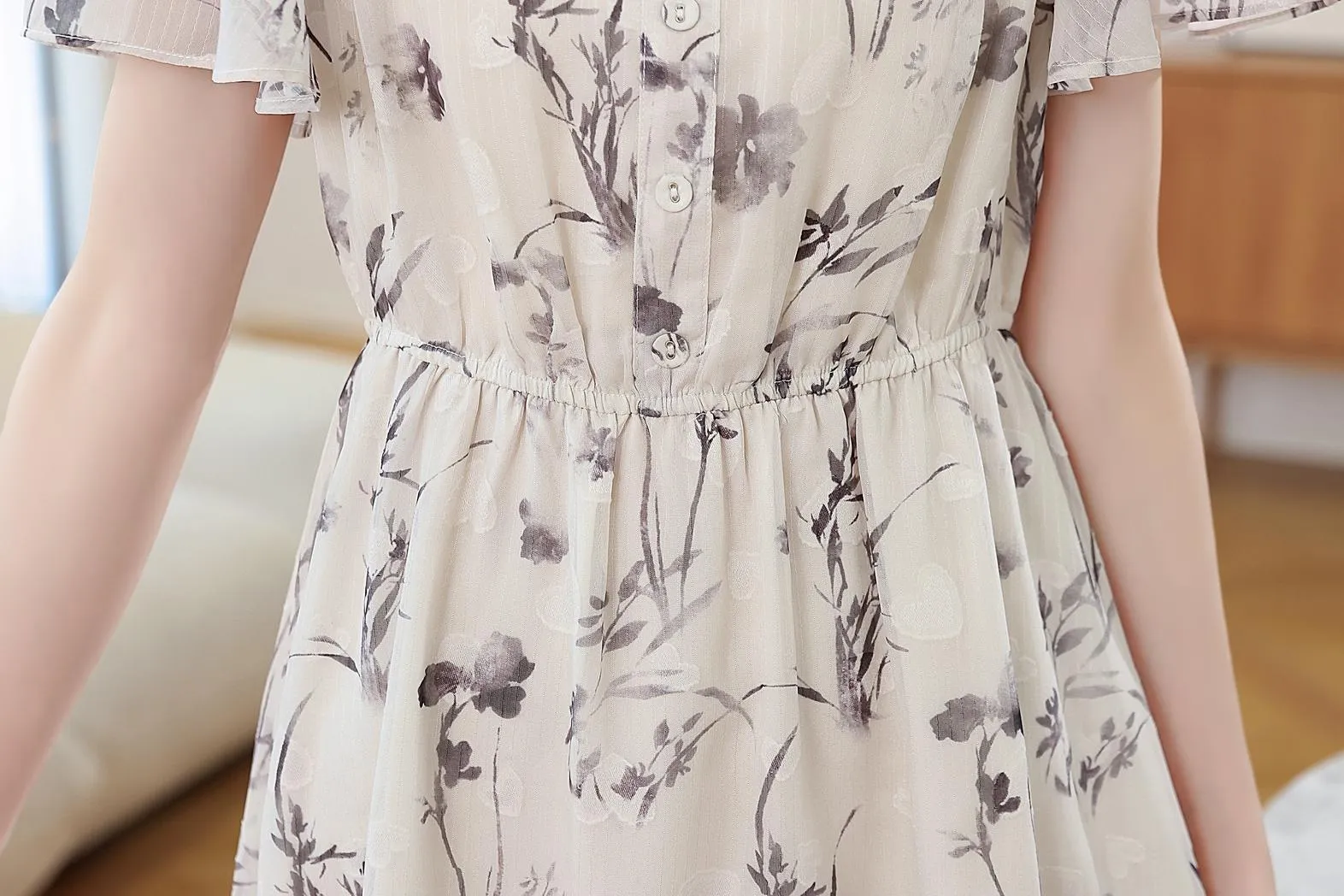 Women's Sheer Mesh Dress Featuring Beautiful Watercolor Floral Print