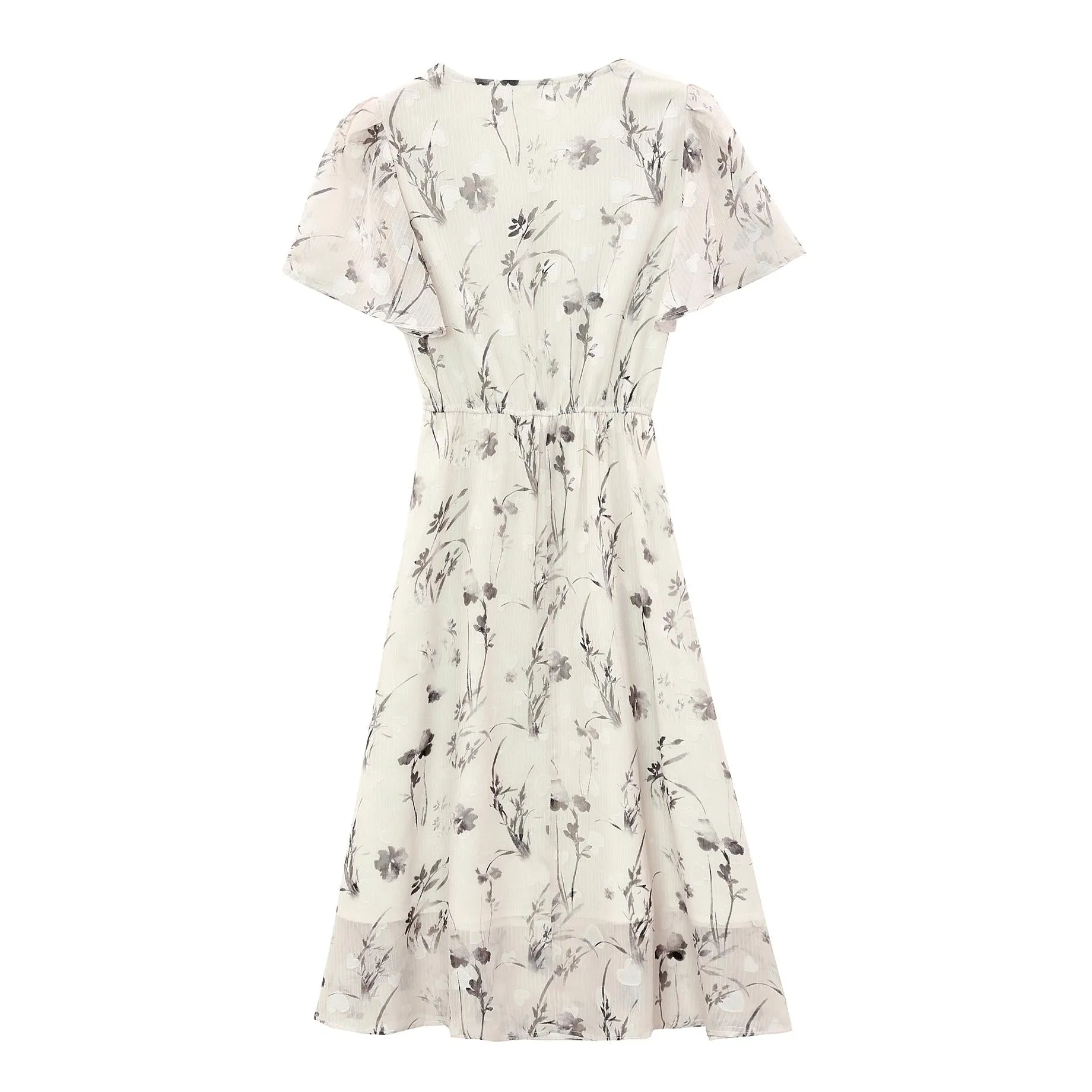 Women's Sheer Mesh Dress Featuring Beautiful Watercolor Floral Print