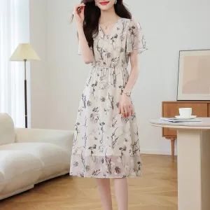 Women's Sheer Mesh Dress Featuring Beautiful Watercolor Floral Print