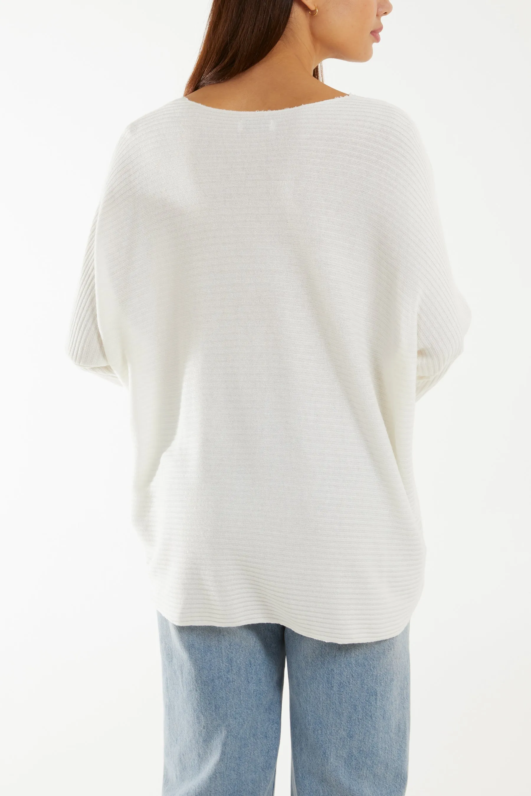Wool Blend Floral Ribbed Knit Jumper