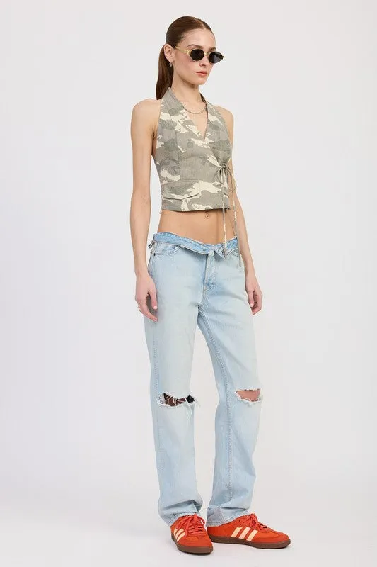 WRAPPED HALTER NECK TOP