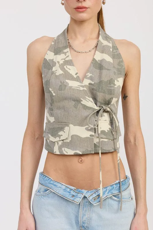 WRAPPED HALTER NECK TOP