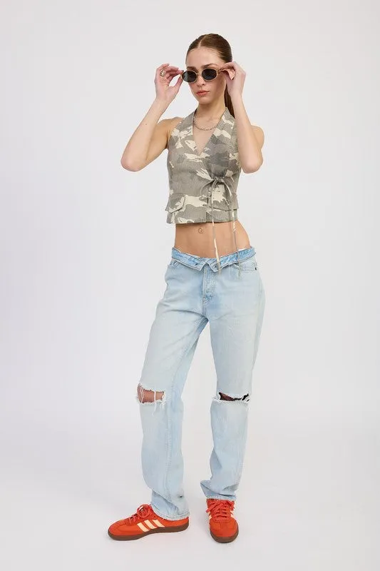 WRAPPED HALTER NECK TOP
