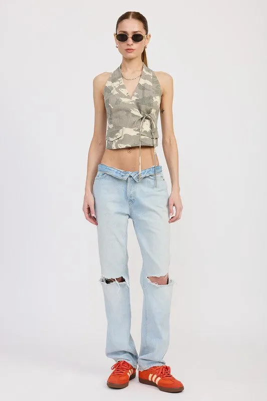 WRAPPED HALTER NECK TOP