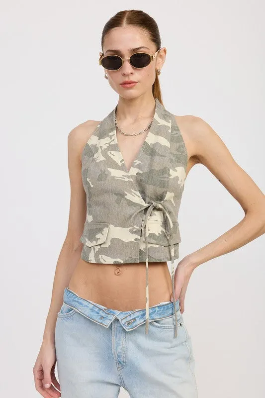WRAPPED HALTER NECK TOP