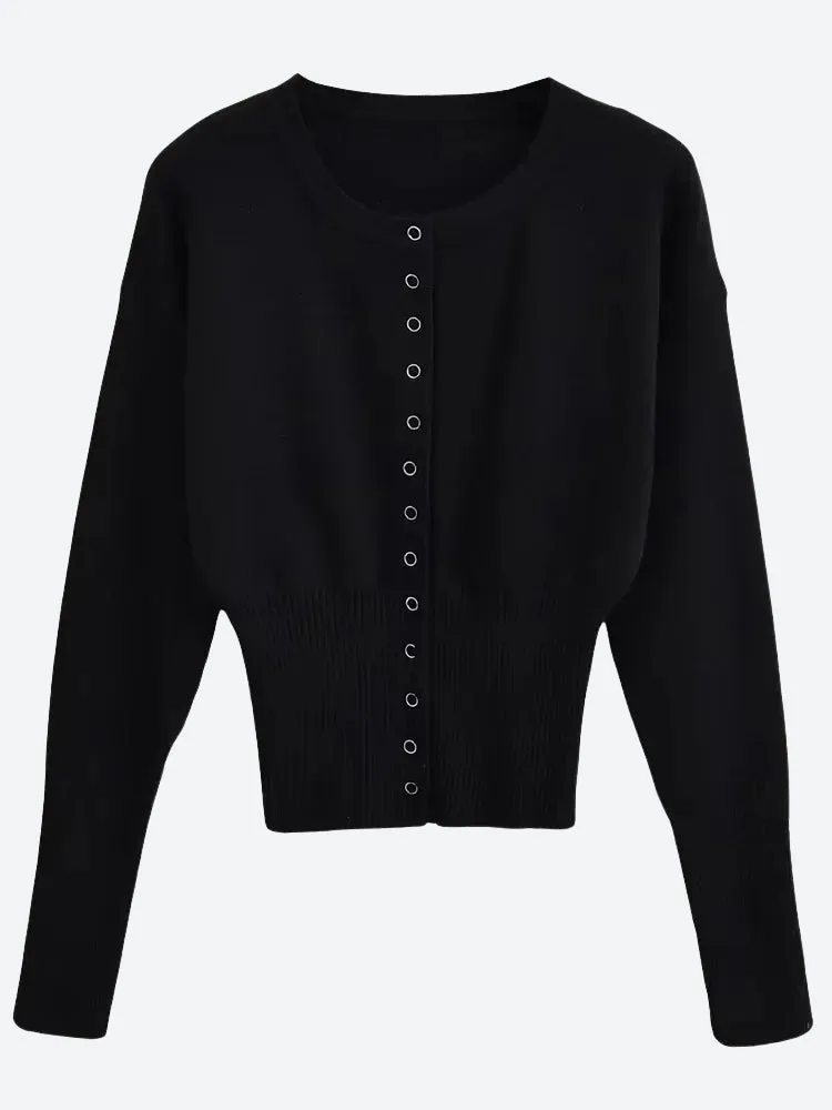 Y2K Ribbed Button Up Cardigan
