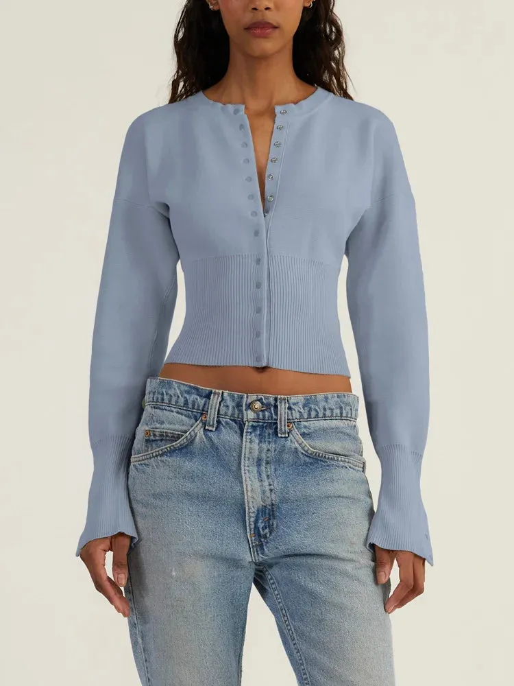 Y2K Ribbed Button Up Cardigan