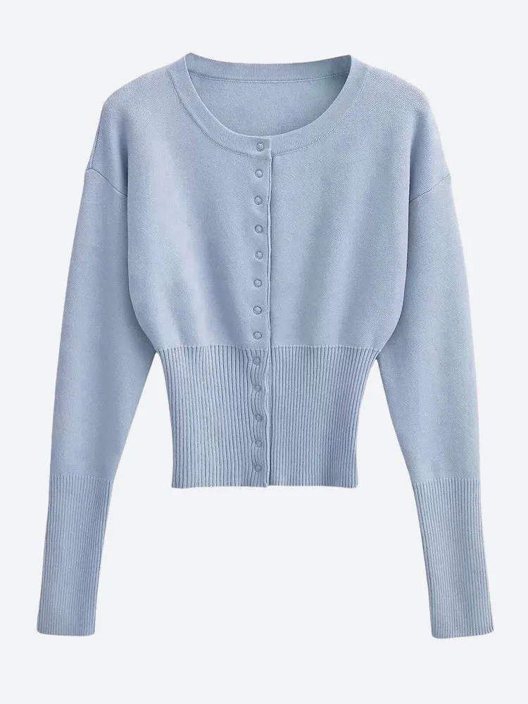 Y2K Ribbed Button Up Cardigan