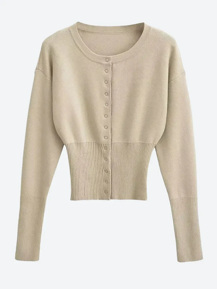 Y2K Ribbed Button Up Cardigan