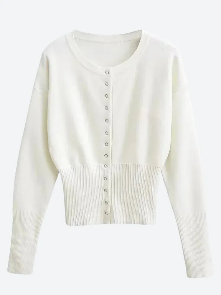 Y2K Ribbed Button Up Cardigan