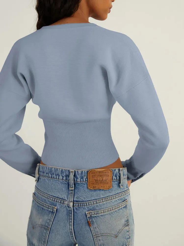 Y2K Ribbed Button Up Cardigan