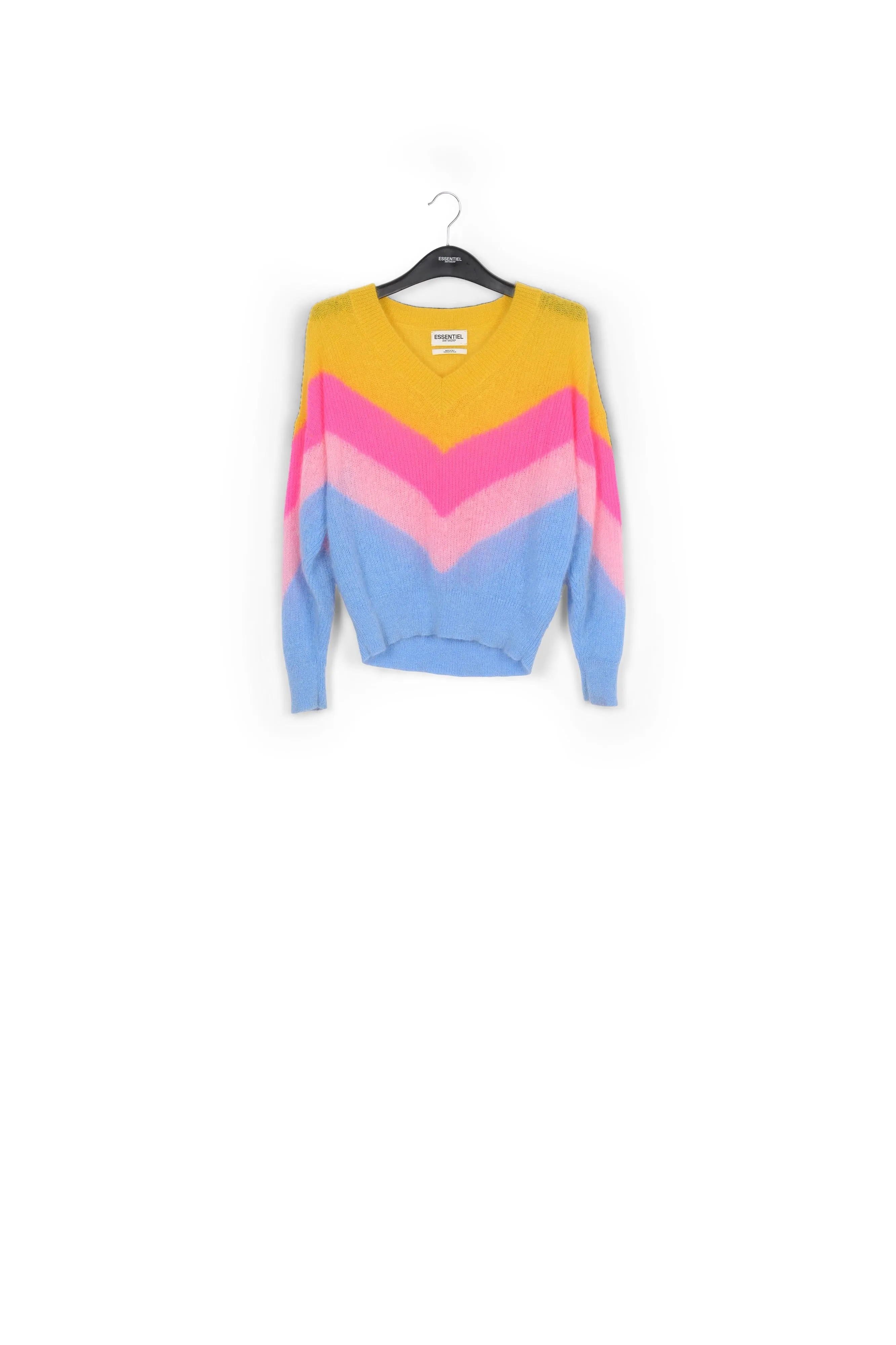 Yellow, pink and blue v pattern sweater