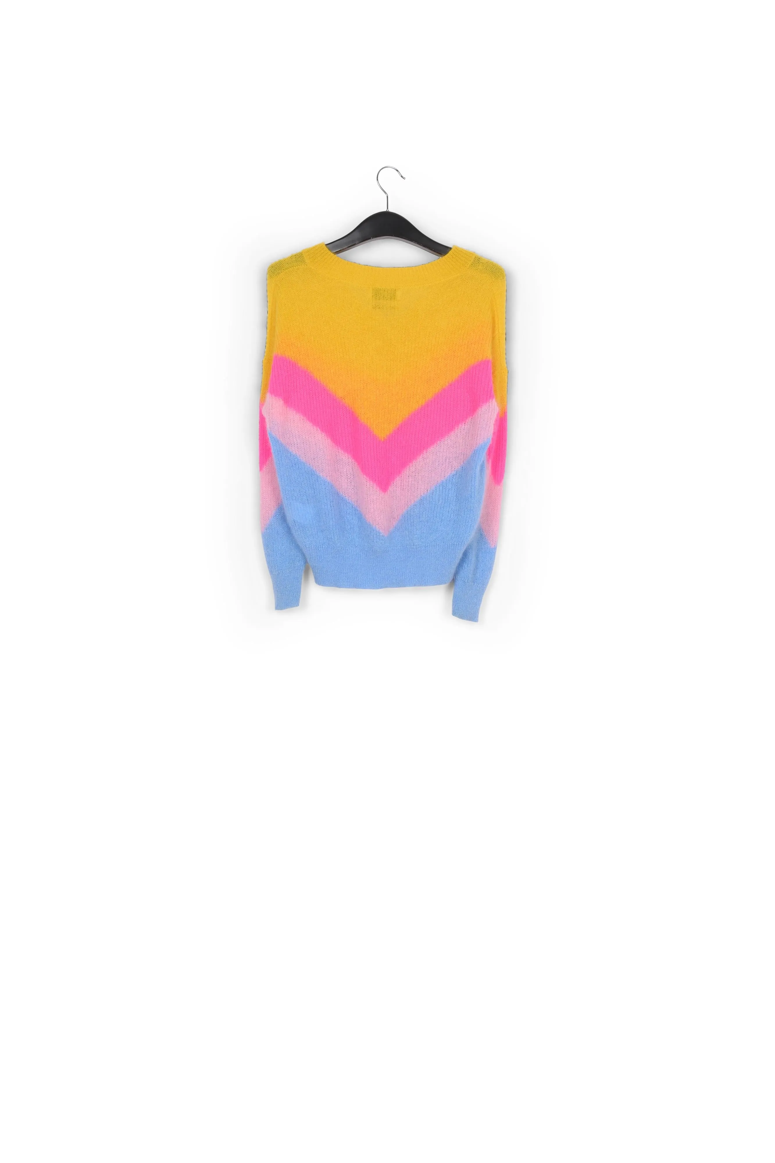 Yellow, pink and blue v pattern sweater